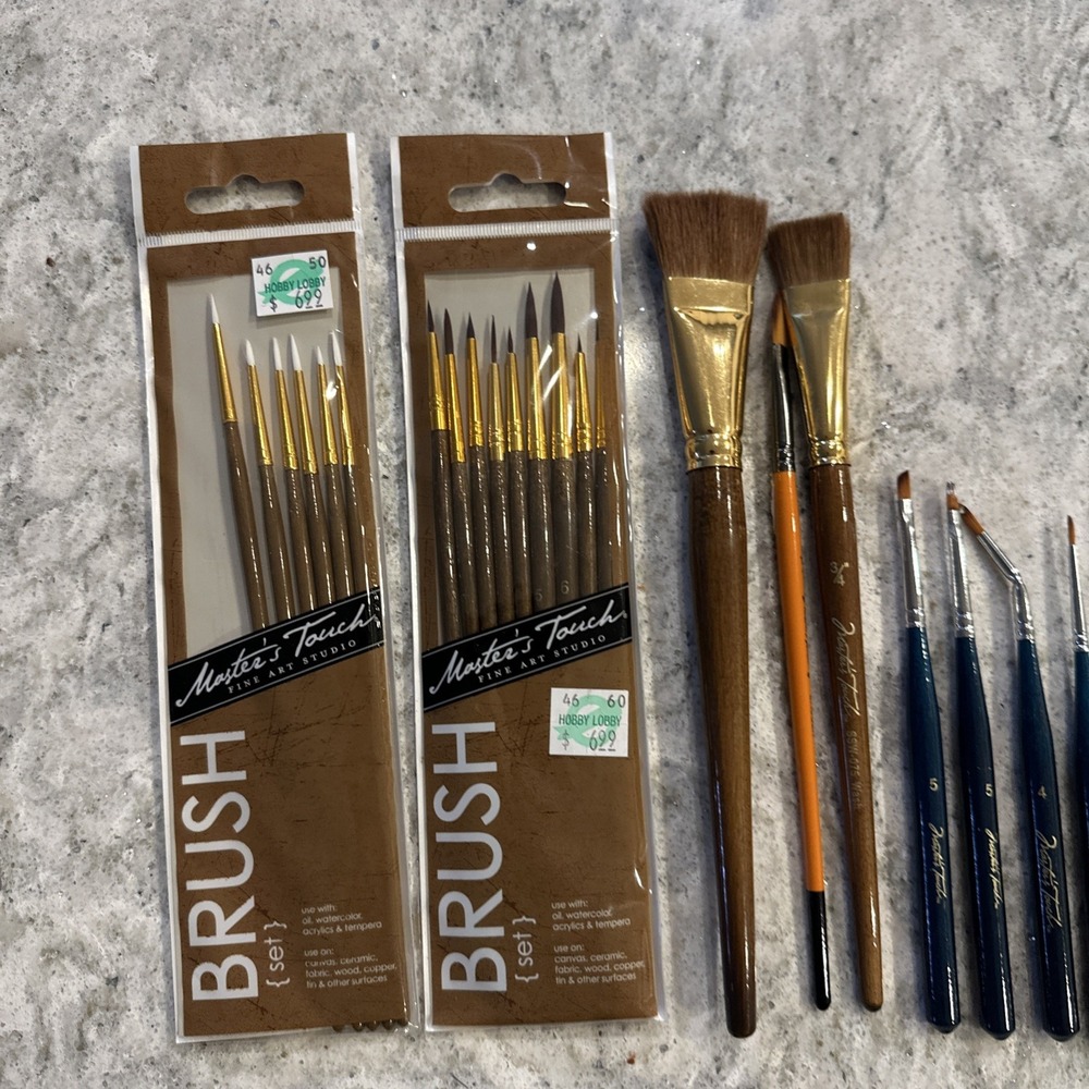 Lot Of Vintage Oil Paint Brushes 40 Winsor & Newton Robert Simmons Master Touch - Picture 4 of 16